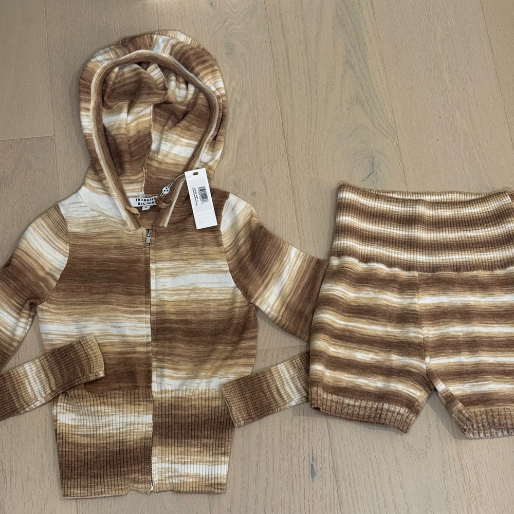 Frankie's Bikinis Tan and Cream Hoodie Set - Picture 4 of 7